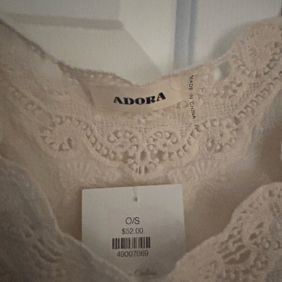 Adora poly/cotton ivory lace tank top one size NWT - Picture 3 of 5